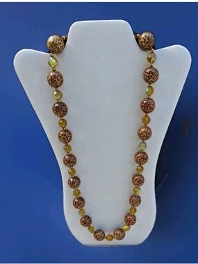 Joan Rivers Leopard Print Bead Necklace - Brown and Gold